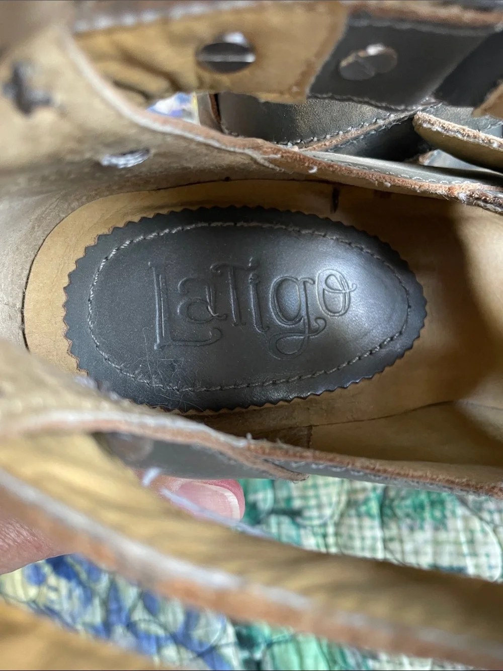 Latigo distressed blue gray booties